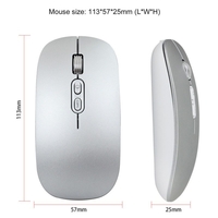 Mouse Wireless Reincarcabil, Vafy, Compatibil Windows/macOS, Bluetooth 5.1 + 2.4GHz, Silentios, DPI 800/1200/1600, Argint