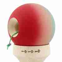 Kendama X Originala, Profesionala, Flippy, Cupe Mari KING SIZE V3, Rubber Grip, Gaura in Baza, Rulment Metalic, din lemn 18 cm, Ata 62/65 cm, Gradient Verde/Roz/Rosu