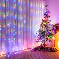 Instalatie Craciun, Tip Perdea IP44, 3m x 1m, 100 Led-uri, Multicolor, USB si telecomanda cu 8 functii, Vafy