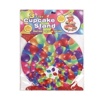 Suport Prajituri, Vafy, 3 Etaje, Design de Petrecere, pentru Prajituri, Candy Bar, din Carton, Rosu/Multicolor