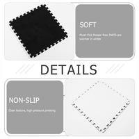 Set 10 Piese Covor tip Puzzle, Flippy, Spuma EVA, Pufos, 30 x 30 x 1 cm, Negru