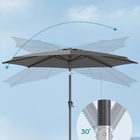 SONGMICS Umbrela de gradina cu manivela, 330 cm, UPF 50+, inclinare 30°, structura metalica cu 8 spite, gri