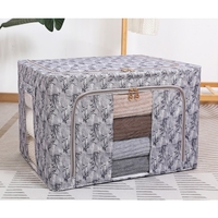 Cutie Depozitare, Vafy, 66L, din Material Textil, 50 x 40 x 33 cm, pentru Haine si Lenjerii, Model Bambus, Negru