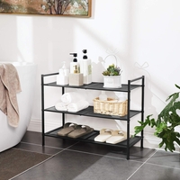 SONGMICS Etajera pantofi 3 niveluri, metalica, suprapozabila, 68x30x53 cm, negru