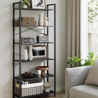 VASAGLE Biblioteca 6 rafturi, cadru metalic si polite PAL, stil industrial, 80x30x186 cm, negru