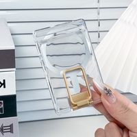 Husa pentru Carduri, Vafy, Compatibil cu Telefon Apple Magsafe, Accesoriu pentru Husa MagSafe, cu Suport Pliabil Auriu, Transparent