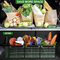 Organizator Auto pentru Portbagaj, Flippy, Model Pliabil, din Panza, cu Geanta Termoizolanta Detasabila, 3 Compartimente, Curele Ajustabile, 90 x 35 x 30 cm, Verde