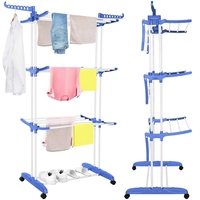 Uscator vertical pentru rufe, mobil si pliabil, cu doua umerase, 75x57x170cm, sarcina 15kg