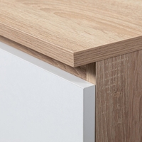 Noptiera cu 2 sertare din PAL laminat 16 mm, 60x40x55 cm, stejar sonoma si alb