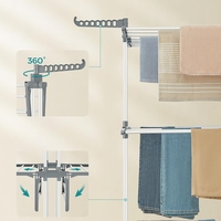 SONGMICS Uscator de rufe pliabil 4 niveluri, cu aripi laterale si roti, otel inoxidabil, 126x64x172 cm, alb
