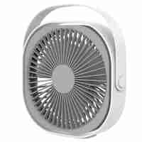 Mini ventilator pentru birou cu usb, Vafy, rotire 360 grade, 3 viteze, 1500 mA, 13.5 x 12,8, Alb