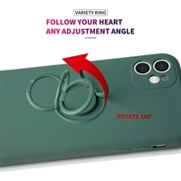 Husa protectie Vafy compatibila cu Apple iPhone 12 Liquid Silicone Ring cu suport rotativ Verde