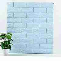 Set 10 Placi de Tapet, Vafy, Autoadezive, 70 x 77 cm, 3.5 mm Grosime, Suprafata Acoperita 5.3 mp, din PVC, Model Caramida, Albastru Deschis