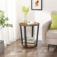 VASAGLE Masa de cafea rotunda cu cadru de otel, stil industrial, 50x57cm, maro rustic si negru