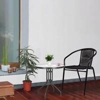 Masa pentru gradina sau balcon, cadru metalic, blat sticla, 60x70cm, negru