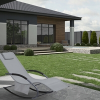 Leagan tip sezlong pentru gradina 148x63x87 cm, structura otel, textilen, design ergonomic, gri deschis