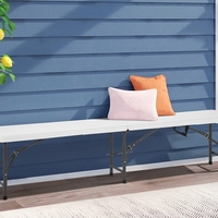 Banca pliabila pentru evenimente si catering, 183x28x43 cm, din HDPE si otel, alb