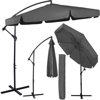 Umbrela de gradina cu brat lateral banana, cu husa, 300cm, gri