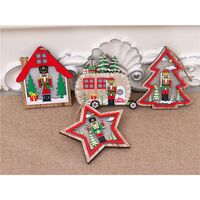 Ornament de Brad, Flippy, cu Lumini LED, din Lemn, Figurina Spargatorul de Nuci, Model Masina, Multicolor