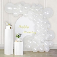 Baloane din Latex pentru Arcada, Flippy, Set din 120 baloane, Model Party, Botez, Pai transparent si adeziv inclus in cutie, 23 cm, Alb
