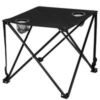 Masa plianta camping sau pescuit, cu 2 suporturi pahar, 46x46x45 cm, negru