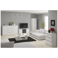Comoda K160, cu 4 sertare si 2 dulapuri, PAL laminat 16 mm, 160x40x99 cm, alb