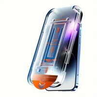 Folie de Protectie cu Instalare Rapida, Vafy, pentru Apple iPhone 15 Plus, Privacy Tempered Glass Easy Tool, Full Cover, Protectie Difuzor, HD, Margini Negre, Transparent