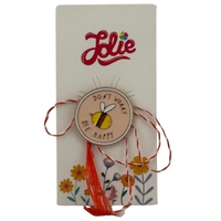 Martisor pentru copii, Jolie, Material Metal, Ambalaj Carton cu Design, Dimensiune Brosa Aproximativ 2x2 cm, Multicolor, cu Mesaj, Model Albinuta
