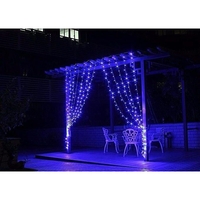 Instalatie Craciun, Tip Perdea, IP44, 4 m x 1 m, 240 LED-uri, Albastru, cu flash, Transformator, Interconectabila, Prelungitor 3 m inclus, Fir transparent, Interior/ Exterior, Vafy