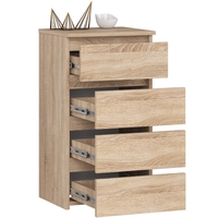 Comoda cu 4 sertare, PAL laminat 16mm, 40x35x74 cm, stejar sonoma