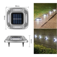 Lampa solara LED pentru gradina, Flippy, Set 4 Bucati, 8 LED-uri, Prindere de Perete / Impamantare, IP65, forma patrat, ABS si Policarbonat, 9 x 9 cm, baterie 1.2V, 600 mah, Alb Rece, Gri