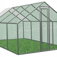Cotet tarc pentru pasari, din otel galvanizat, cu plasa, 600x300x195cm