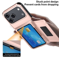 Husa de Protectie compatibila Apple iPhone 17 Pro Max, Vafy, Compartiment pentru Carduri, Anti-alunecare, Protectie PC, Rezistenta la Zgirieturi, Rose Gold