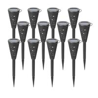 Set 12 Lampi Solare Led pentru Gradina, Flippy, Tip Torta, 36 x 6.8 cm, Buton On-Off, Lumina Alb Cald, Negru