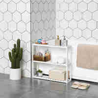 SONGMICS Raft de depozitare din bambus, 3 polite, pentru bucatarie sau baie, 60x15x54 cm, alb