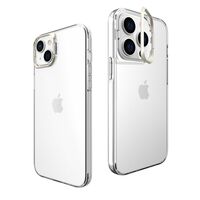 Husa de protectie pentru iPhone 14 Pro Max, cu suport metalic pentru camera, Bracket Series, Vafy, Protectie Antisoc, PC mat, silicon moale pe margini, Transparent
