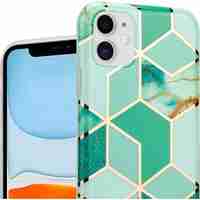 Husa protectie pentru Apple iPhone X/XS Soft IMD TPU Marble Geometric Verde
