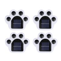 Set 4 Lampi Solare Led pentru Gradina, Flippy, Model Laba de Urs, 14 x 13 x 3 cm, Buton On-Off, Alb cald, Negru/Alb