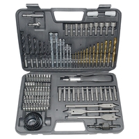 Set Scule Profesionale, Vafy, Set 111 buc, Accesorii Multifunctionale pentru Gaurire si Insurubare, Burghie Lemn, Metal, Zidarie, Cutie Transport, 30 x 20 x 6 cm, Negru