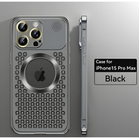 Husa MagSafe Aromaterapia Compatibila cu iPhone 15 Pro Max, Vafy, Suport Magnetic, Antisoc, Antizgariere, Protectie Camera si Supraincalzire, din Aliaj de Aluminiu, Negru