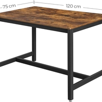 VASAGLE Masa de bucatarie pentru 4 persoane, cadru metalic, stil industrial, 120x75x75 cm, maro rustic