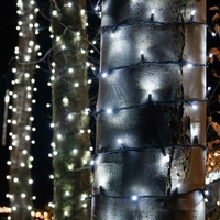Instalatie Craciun Profesionala de Exterior IP65, 20 m, 200 Led-uri Mari ,Liniara, Alb rece, Interconectabila, Prelungitor 1.5 m inclus, Fir Negru, Vafy