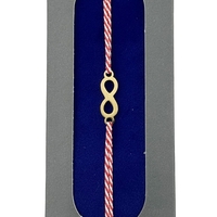 Bratara Placata cu Aur 24k, Jolie, Model INFINIT, Martisor Bratara, cu Snur Alb/Rosu, Auriu