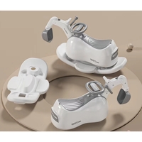 Masina 3 in 1, Flippy, 1-3 Ani, Tip Excavator/Balansoar/Masina Yo Yo, din Plastic, 4 Roti Silentioase, 71.5 x 34 x 39 cm, Alb