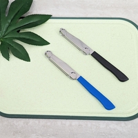 Cutit 2in1, Vafy, Feliere/Curatare, Grosime Feliere Reglabila, 22 cm, din Otel Inoxidabil, Albastru