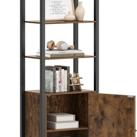 VASAGLE Biblioteca inalta cu 6 rafturi si dulap, cadru metalic, rafturi reglabile, stil vintage, 40x24x160 cm, maro rustic