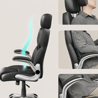 SONGMICS Scaun de birou ergonomic cu brate rabatabile, reglabil pe inaltime, suport cap ajustabil, 70x70x137 cm, negru