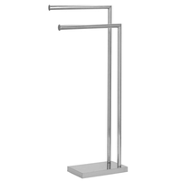 Suport metalic de baie pentru prosoape, cu 2 brate, 80 cm, argintiu cromat