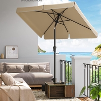 SONGMICS Umbrela de gradina cu manivela, 200x150 cm, UPF 50+, inclinare 30°, structura metalica, maro taupe