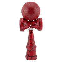 Kendama X Originala, Profesionala, Flippy, Kendama Cracked, din Lemn, 18 cm, Rosu/Negru